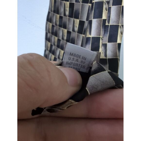 Pierre Cardin Necktie‎ Silk Beige Multicolor Geometric Pattern Abstract Block - Picture 4 of 6